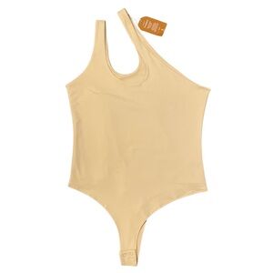 REORIA Bodysuit Sexy Cutout One Shoulder Tan Women's XL